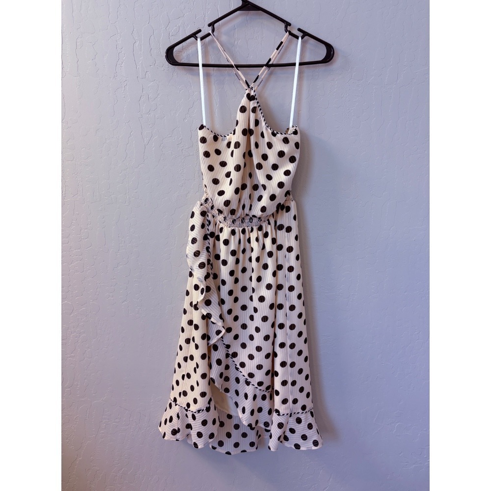 House of Harlow x‎ Revolve Baye Polka Dot Dress Ivory Balck Ruffle Sleeveless S